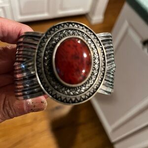 Silver and Red Stone Women's Bracelet